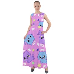 Seamless Pattern With Cute Kawaii Kittens Chiffon Mesh Boho Maxi Dress by Simbadda