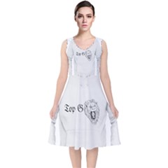 (2)dx Hoodie  V-neck Midi Sleeveless Dress  by Alldesigners