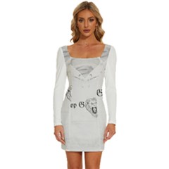 (2)dx Hoodie  Long Sleeve Square Neck Bodycon Velvet Dress by Alldesigners