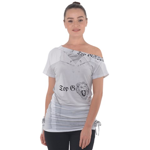 (2) Off Shoulder Tie-up Tee by Alldesigners
