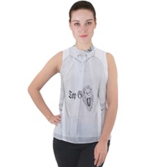 (2)dx Hoodie Mock Neck Chiffon Sleeveless Top by Alldesigners