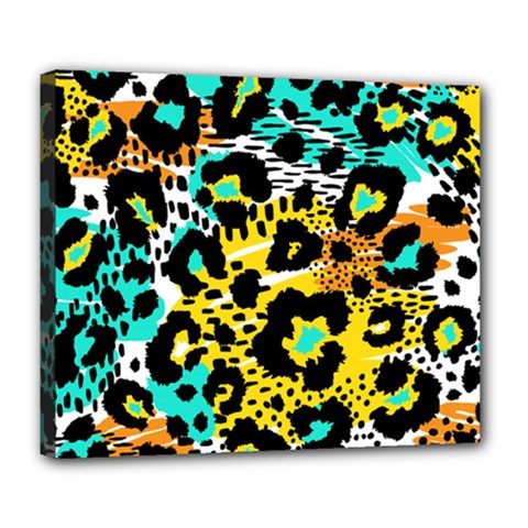 Seamless Leopard Wild Pattern Animal Print Deluxe Canvas 24  X 20  (stretched) by Simbadda