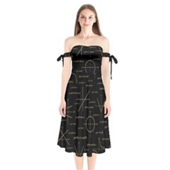Abstract-math Pattern Shoulder Tie Bardot Midi Dress by Simbadda