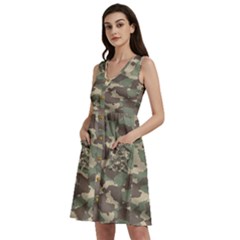 Camouflage Design Sleeveless Dress With Pocket by Excel