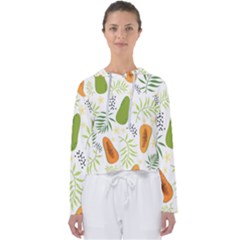 Seamless-tropical-pattern-with-papaya Women s Slouchy Sweat by Simbadda