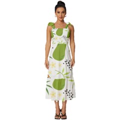 Seamless-tropical-pattern-with-papaya Tie-strap Tiered Midi Chiffon Dress by Simbadda