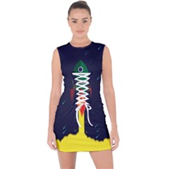 Rocket Halftone Astrology Astronaut Lace Up Front Bodycon Dress by Bangk1t