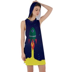 Rocket Halftone Astrology Astronaut Racer Back Hoodie Dress by Bangk1t