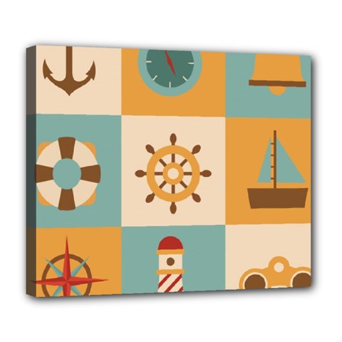 Nautical Elements Collection Deluxe Canvas 24  X 20  (stretched) by Bangk1t