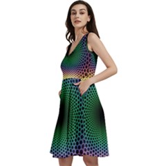 Abstract Patterns Sleeveless V-neck Skater Dress With Pockets by Bangk1t