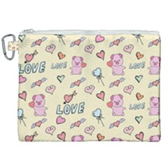 Pig Animal Love Romance Seamless Texture Pattern Canvas Cosmetic Bag (xxl) by pakminggu