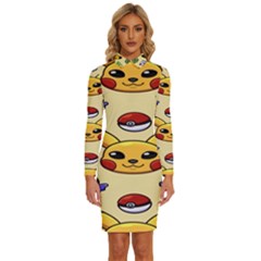 Pikachu Long Sleeve Shirt Collar Bodycon Dress by artworkshop