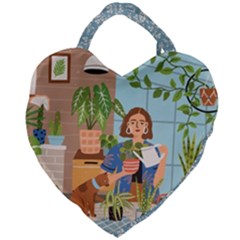 Crazy Plant Lady At Greenhouse  Giant Heart Shaped Tote by flowerland