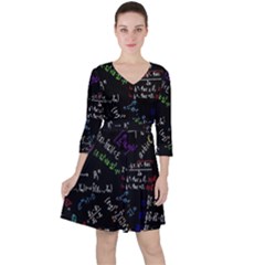 Mathematics  Physics Maths Math Pattern Quarter Sleeve Ruffle Waist Dress by Grandong