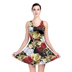 Roses Seamless Pattern Reversible Skater Dress by Grandong
