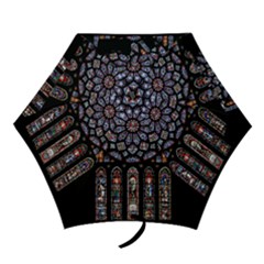 Chartres Cathedral Notre Dame De Paris Stained Glass Mini Folding Umbrellas by Grandong