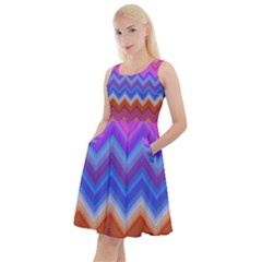 Pattern Chevron Zigzag Background Knee Length Skater Dress With Pockets by Grandong