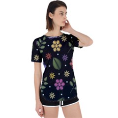 Embroidery-seamless-pattern-with-flowers Perpetual Short Sleeve T-shirt by pakminggu
