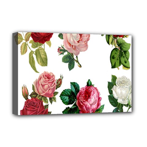 Roses-white Deluxe Canvas 18  X 12  (stretched) by nateshop