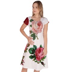 Roses-white Classic Short Sleeve Dress by nateshop