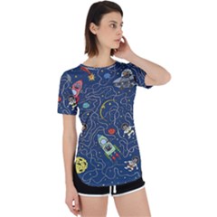 Cat-cosmos-cosmonaut-rocket Perpetual Short Sleeve T-shirt by pakminggu