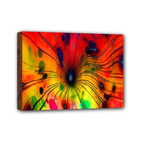 Color-background-structure-lines Mini Canvas 7  X 5  (stretched) by Cowasu
