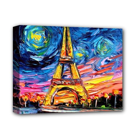 Eiffel Tower Starry Night Print Van Gogh Deluxe Canvas 14  X 11  (stretched) by Sarkoni