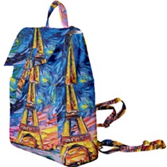 Eiffel Tower Starry Night Print Van Gogh Buckle Everyday Backpack by Sarkoni