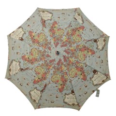 Vintage Old Antique World Map Hook Handle Umbrellas (large) by Bedest