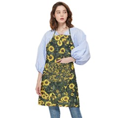 Sunflowers Yellow Flowers Flowers Digital Drawing Pocket Apron by Ravend