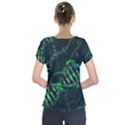 Green And Black Abstract Digital Art Short Sleeve Front Detail Top View2