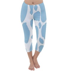 Cow Print, Aesthetic, Y, Blue, Baby Blue, Pattern, Simple Capri Winter Leggings  by nateshop
