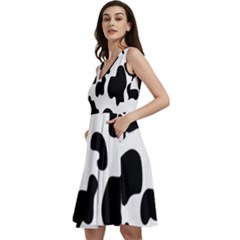 Black And White Cow Print,wallpaper Sleeveless V-neck Skater Dress With Pockets by nateshop