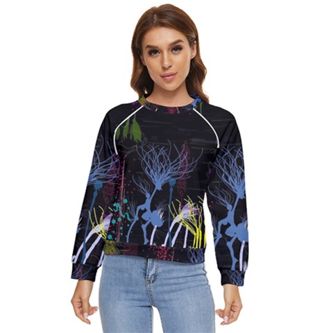 Art Design Graphic Neon Tree Artwork Women s Long Sleeve Raglan T-shirt by Bedest