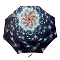Blue And Brown Flower 3d Abstract Fractal Folding Umbrellas by Bedest