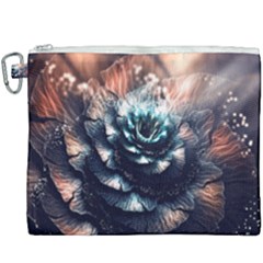 Blue And Brown Flower 3d Abstract Fractal Canvas Cosmetic Bag (xxxl) by Bedest