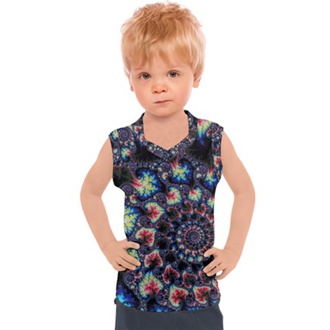 Psychedelic Colorful Abstract Trippy Fractal Kids  Sport Tank Top by Bedest