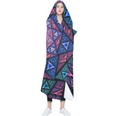 Purple Psychedelic Art Pattern Mosaic Design Fractal Art Wearable Blanket by Bedest