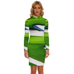 Golf Course Par Green Long Sleeve Shirt Collar Bodycon Dress by Sarkoni
