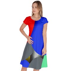 Abstract Circles, Art, Colorful, Colors, Desenho, Modern Classic Short Sleeve Dress by nateshop