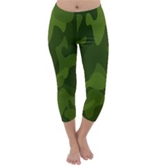 Green Camouflage, Camouflage Backgrounds, Green Fabric Capri Winter Leggings  by nateshop