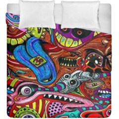 Psychedelic Trippy Hippie  Weird Art Duvet Cover Double Side (king Size) by Sarkoni