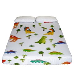 Baby Dino Seamless Pattern Fitted Sheet (queen Size) by Sarkoni