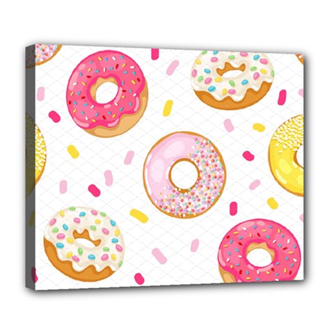 Vector Donut Seamless Pattern Deluxe Canvas 24  X 20  (stretched) by Grandong