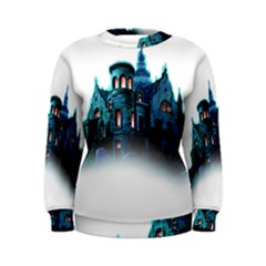 Blue Castle Halloween Horror Haunted House Women s Sweatshirt by Sarkoni