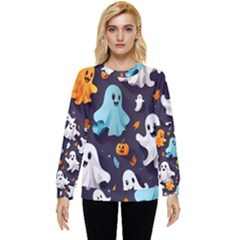 Ghost Pumpkin Scary Hidden Pocket Sweatshirt by Ndabl3x