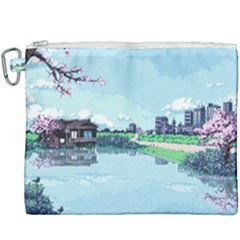 Japanese Themed Pixel Art The Urban And Rural Side Of Japan Canvas Cosmetic Bag (xxxl) by Sarkoni