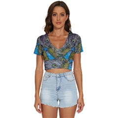 Peacock-feathers2 V-neck Crop Top by nateshop