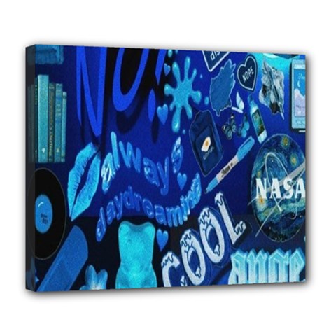 Really Cool Blue, Unique Blue Deluxe Canvas 24  X 20  (stretched) by nateshop