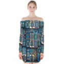 Texture, Pattern, Abstract, Colorful, Digital Art Long Sleeve Off Shoulder Dress View1